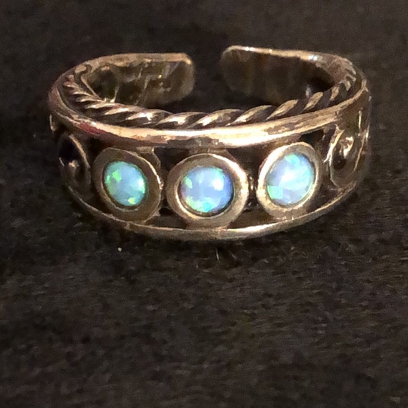 Natural Opal/925 Israel 🇮🇱 Solid Sterling Silver Slit Back Adjustable Ring - Picture 12 of 15